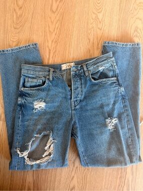 We The Free Distressed Button Fly Jeans